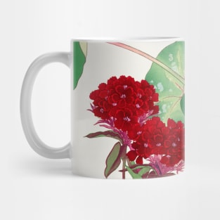 Vintage Sweet William Ears Flowers and Elephant ears leaves Japanese flower art Mug